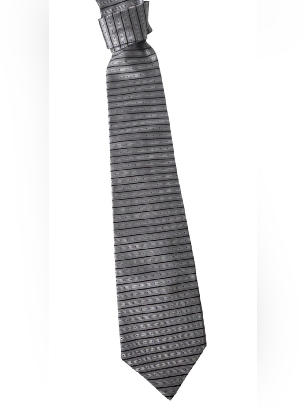 GEOFFREY BEENE Vintage  Silver & Black Silk Necktie  Made In USA NWOT